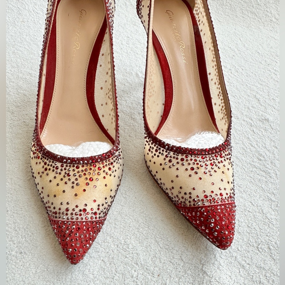 Gianvito‎ Rossi Rania 105 crystal-embellished pumps EU 38 US 8 red heels - Picture 9 of 14